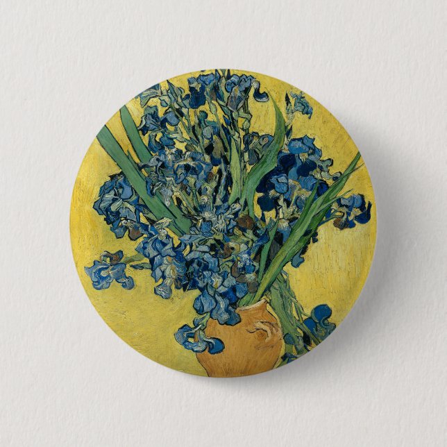 Vase with Irises by Van Gogh 6 Cm Round Badge (Front)