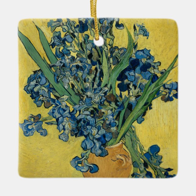 Vase with Irises by Van Gogh - Still Life Ceramic Ornament (Front)