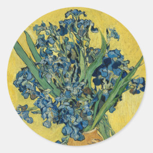 Vase with Irises by Van Gogh - Still Life Classic Round Sticker