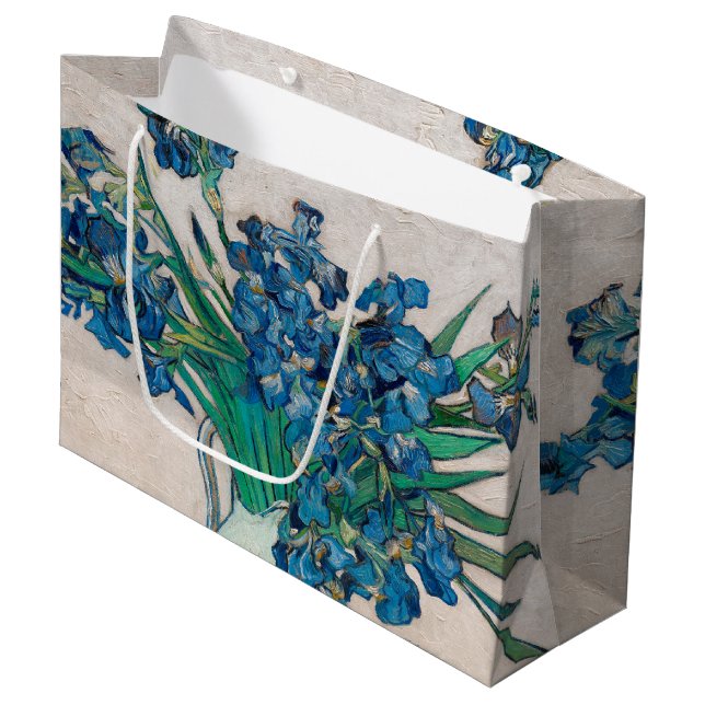 Vase with Irises, Van Gogh Large Gift Bag (Front Angled)