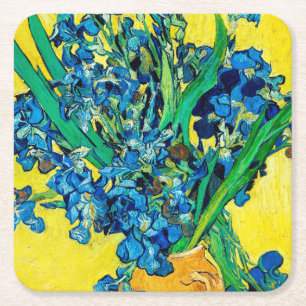 Vase with Irises, Van Gogh Square Paper Coaster