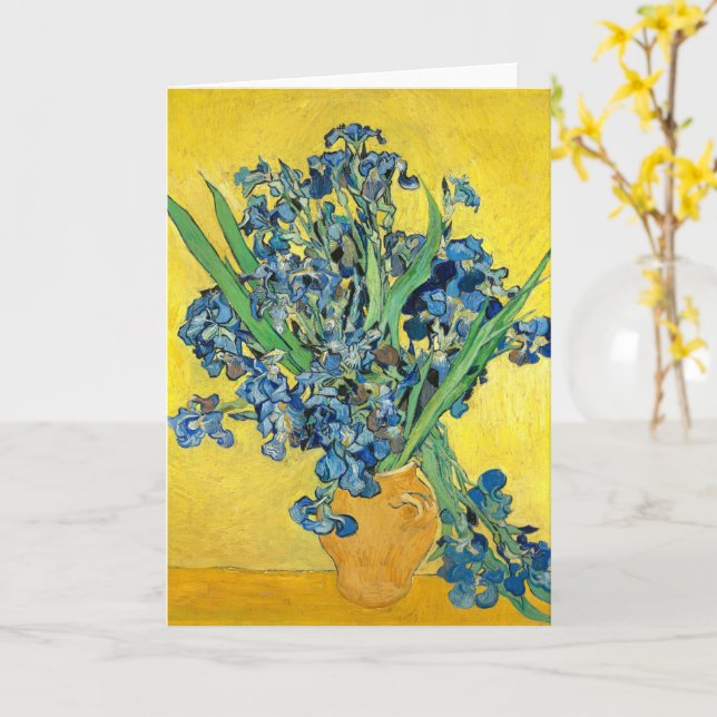 Vase with Irises , Vincent Van Gogh Decoupage Card (Yellow Flower)