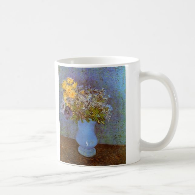 Vase with Lilacs and Daisies by Vincent van Gogh Coffee Mug (Right)