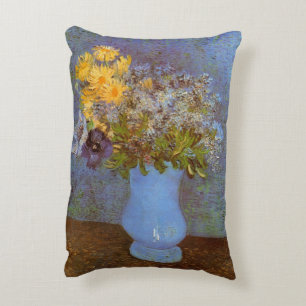 Vase with Lilacs and Daisies by Vincent van Gogh Decorative Cushion