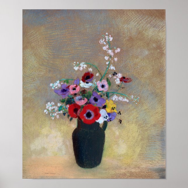 Vase with Mixed Flowers, Redon Poster (Front)