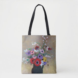 Vase with Mixed Flowers, Redon Tote Bag