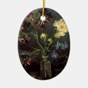 Vase with Myosotis and Peonies by Vincent van Gogh Ceramic Tree Decoration