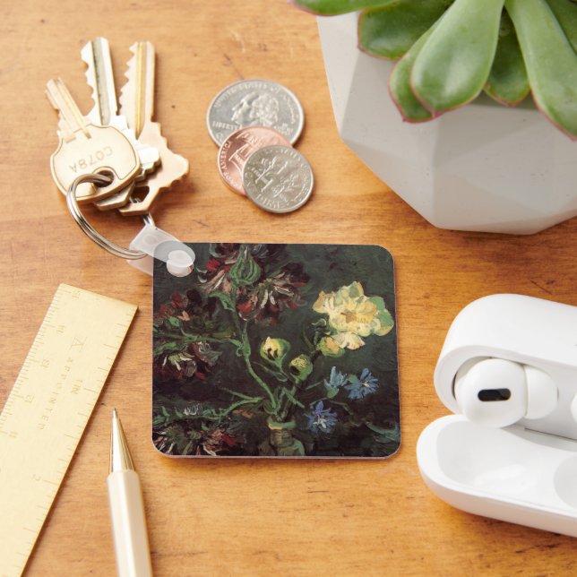 Vase with Myosotis and Peonies by Vincent van Gogh Key Ring (Desk)