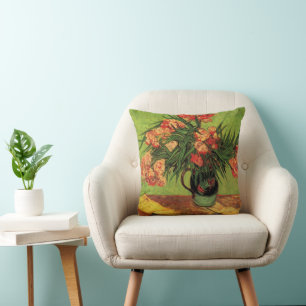 Vase with Oleanders and Books by Vincent van Gogh Cushion