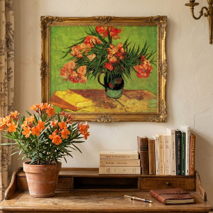 Vase with Oleanders and Books by Vincent van Gogh Poster