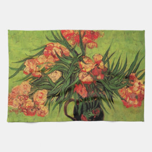 Vase with Oleanders and Books by Vincent van Gogh Tea Towel