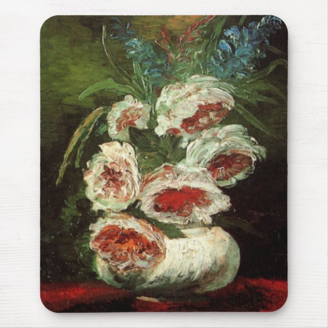 Vase with Peonies by Vincent van Gogh Mouse Pad (Front)