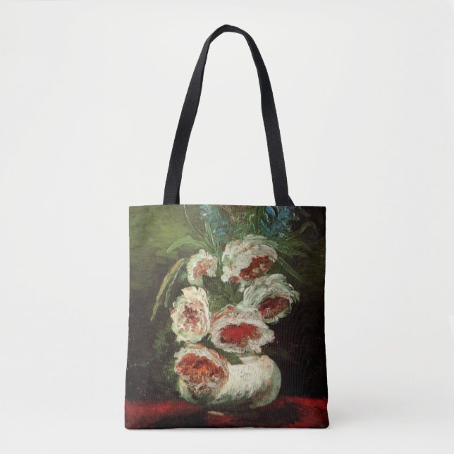 Vase with Peonies by Vincent van Gogh Tote Bag (Front)