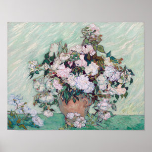 Vase with Pink Roses, Van Gogh Poster
