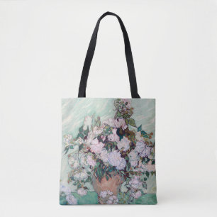 Vase with Pink Roses, Van Gogh Tote Bag