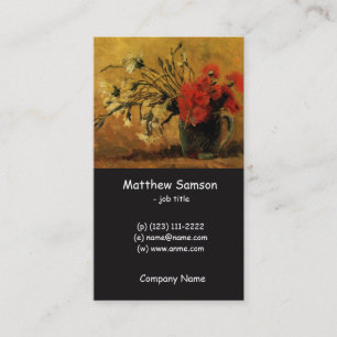 Vase with Red and White Carnations Business Card