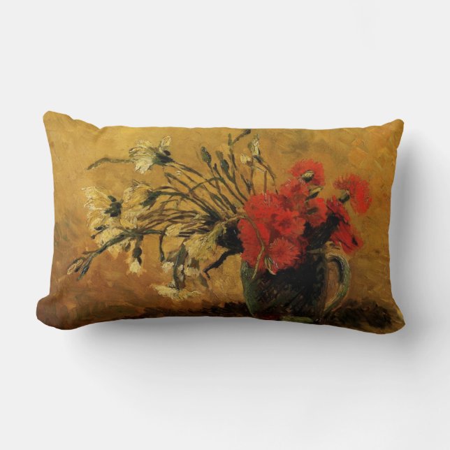 vase with red and white carnations, van Gogh Lumbar Cushion (Front)
