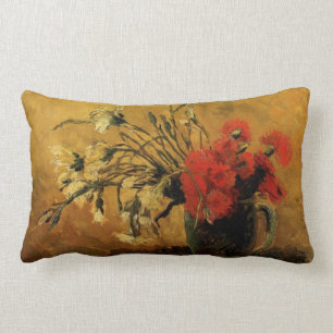 vase with red and white carnations, van Gogh Lumbar Cushion
