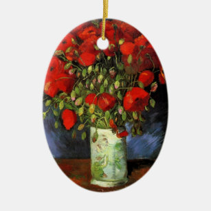 Vase with Red Poppies by Vincent van Gogh Ceramic Tree Decoration