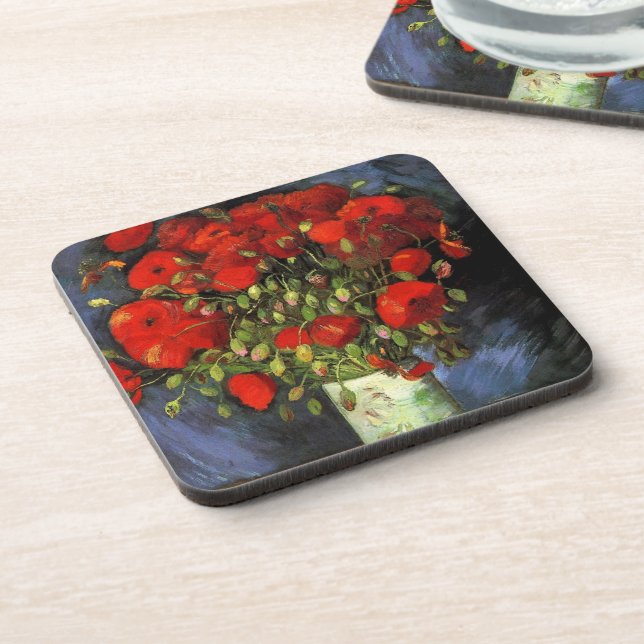 Vase with Red Poppies by Vincent van Gogh Coaster (Left Side)