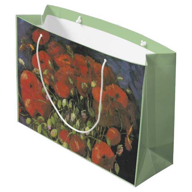 Vase with Red Poppies by Vincent van Gogh Large Gift Bag (Back Angled)