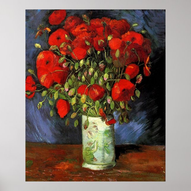 Vase with Red Poppies by Vincent van Gogh. Poster (Front)