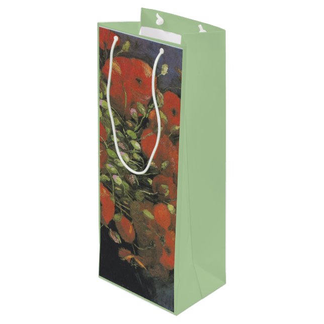 Vase with Red Poppies by Vincent van Gogh Wine Gift Bag (Back Angled)