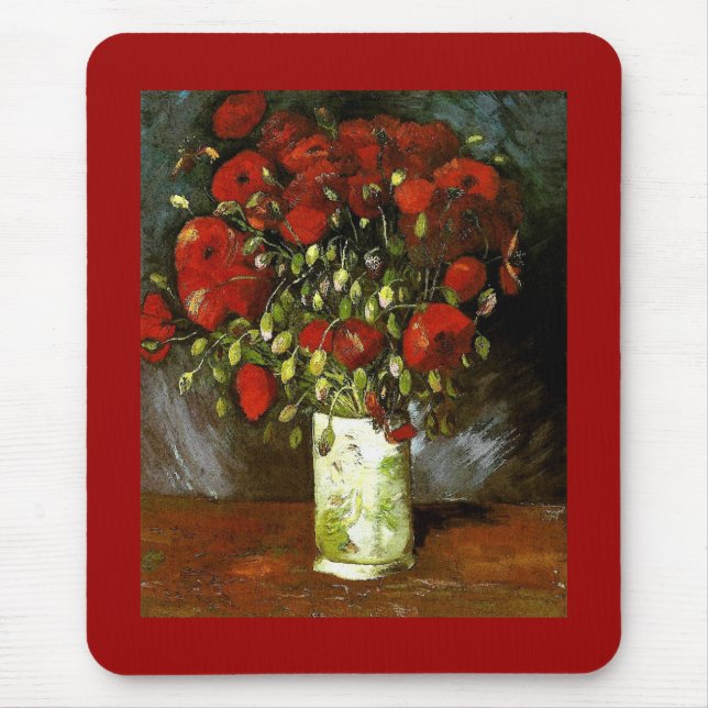 Vase with Red Poppies Van Gogh Fine Art Mouse Pad (Front)