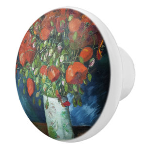Vase with Red Poppies Vincent van Gogh Ceramic Knob