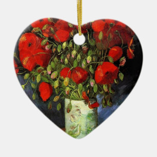 Vase with Red Poppies Vincent van Gogh Ceramic Tree Decoration