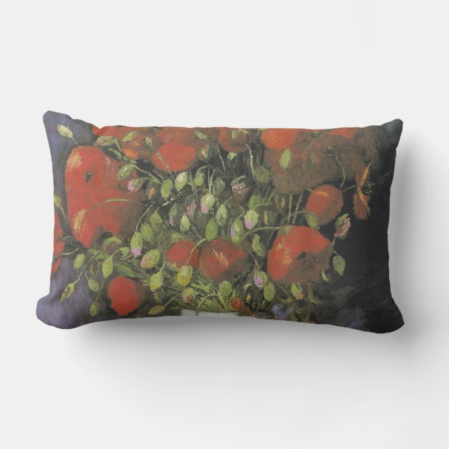 Vase with Red Poppies Vincent van Gogh Lumbar Cushion (Front)