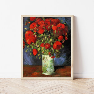 Vase with Red Poppies Vincent Van Gogh Poster