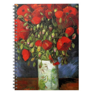 Vase with Red Poppies Vincent van Gogh Spiral Notebook