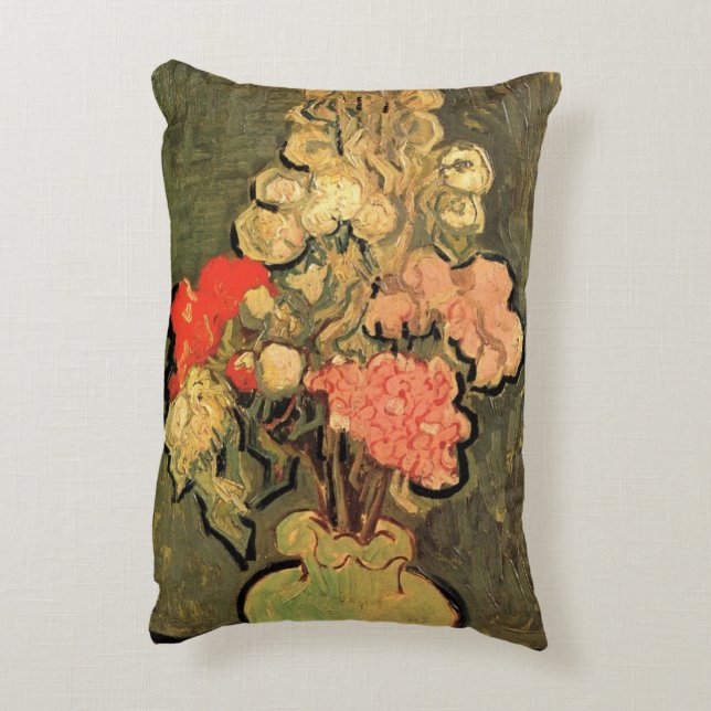 Vase with Rose Mallows by Vincent van Gogh Decorative Cushion (Back(Vertical))