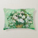 Vase with Roses by Vincent Van Gogh Decorative Cushion<br><div class="desc">Vase with Roses by Vincent Van Gogh, oil on canvas 1890, is a still life painting of a large, boisterously arranged bunch of pale blossoming flowers in a pottery vase. Van Gogh painted in thick, swirling strokes of impasto oil colours with variations of pink, white, yellow and green with vivid...</div>