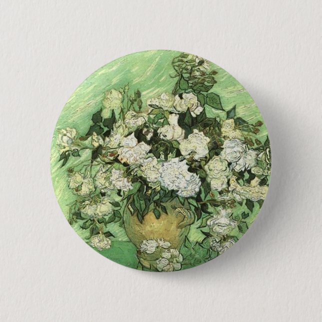 Vase with Roses - Van Gogh 6 Cm Round Badge (Front)