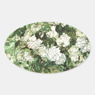 Vase with Roses - Van Gogh Oval Sticker
