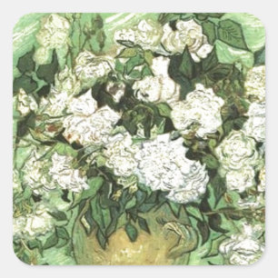 Vase with Roses - Van Gogh Square Sticker