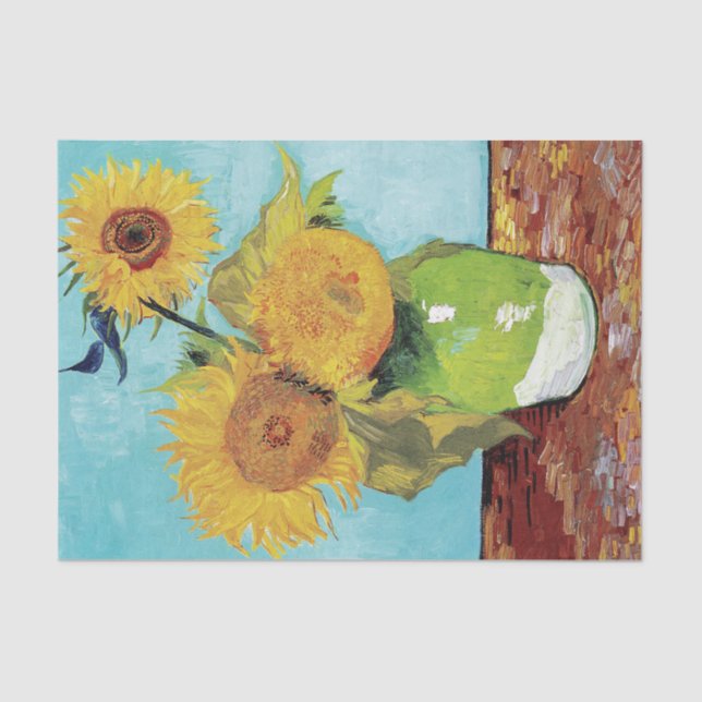 Vase with Three Sunflowers by Vincent Van Gogh Tissue Paper (Front)