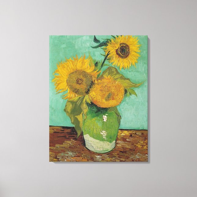 Vase with three sunflowers, Vincent van Gogh Canvas Print (Front)