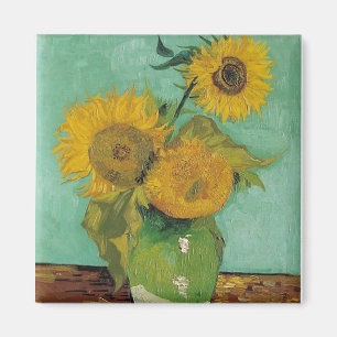 Vase with three sunflowers, Vincent van Gogh Magnet