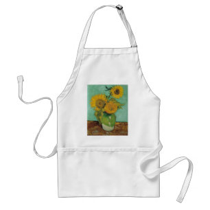 Vase with three sunflowers, Vincent van Gogh Standard Apron