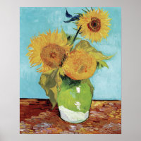 Vase with Three Sunglowers 1888 by Vincent van Gog