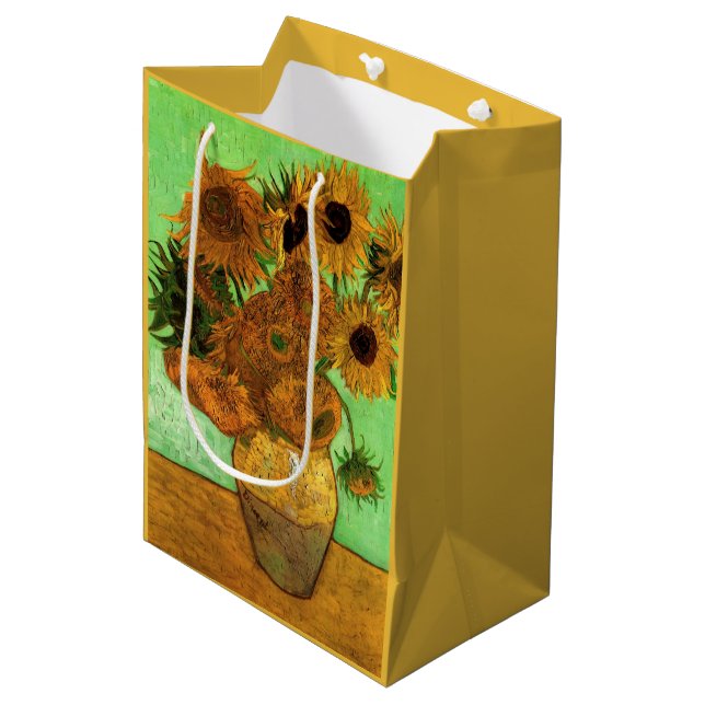 Vase with Twelve Sunflowers by Vincent van Gogh Medium Gift Bag (Front Angled)