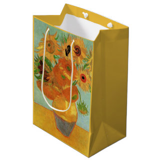Vase with Twelve Sunflowers by Vincent van Gogh Medium Gift Bag
