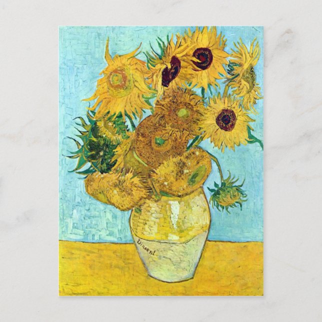 Vase With Twelve Sunflowers By Vincent Van Gogh Postcard (Front)