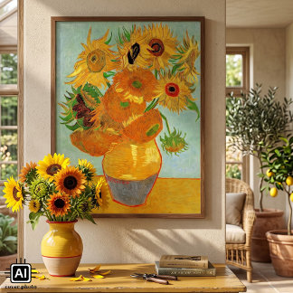 Vase with Twelve Sunflowers by Vincent van Gogh Poster