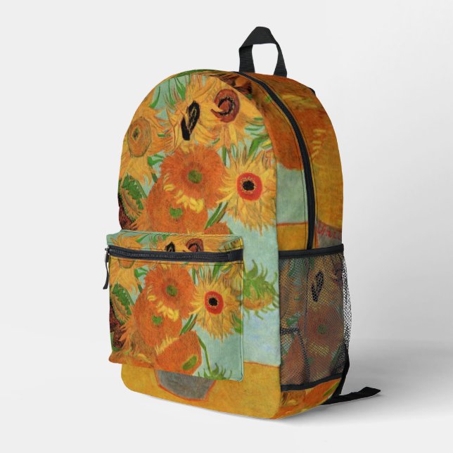Vase with Twelve Sunflowers by Vincent van Gogh Printed Backpack (Back Corner Right)