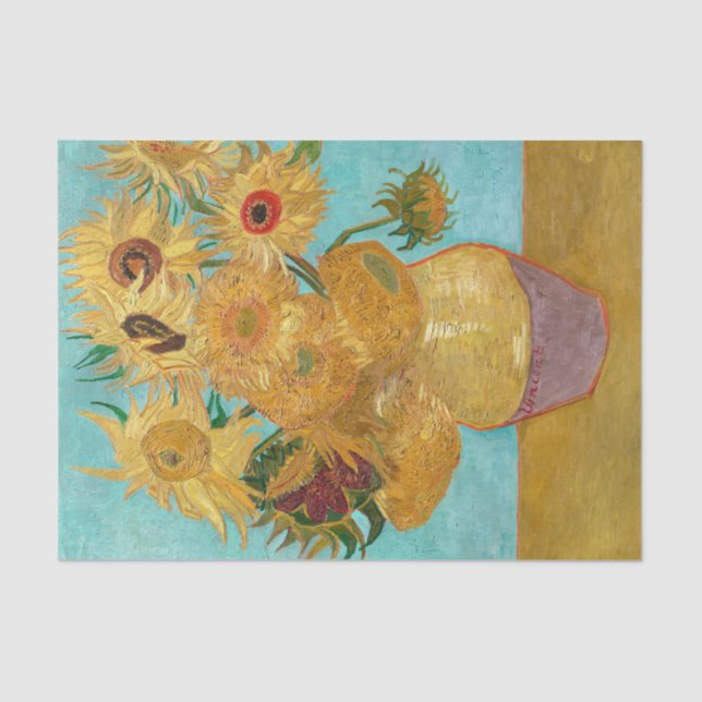 Vase with Twelve Sunflowers by Vincent Van Gogh  Tissue Paper (Front)