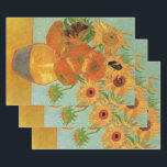 Vase with Twelve Sunflowers by Vincent van Gogh Wrapping Paper Sheet<br><div class="desc">Still Life: Vase with Twelve Sunflowers by Vincent van Gogh is a vintage fine art post impressionism still life floral painting. A beautiful summer bouquet with a dozen sunflower flowers fresh from the garden. Part of a series of sunflowers that van Gogh did in various states. About the artist: Vincent...</div>